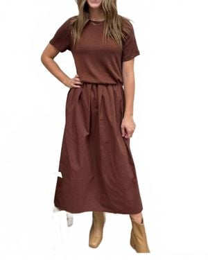 Wishlist Mixed Media Sweater Midi Dress - Brown