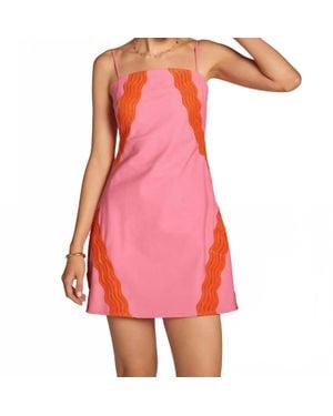 Strut & Bolt Scallop Linen Mini Dress - Red