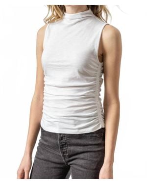 Lilla P Shirred Mock Neck Tank Top - White