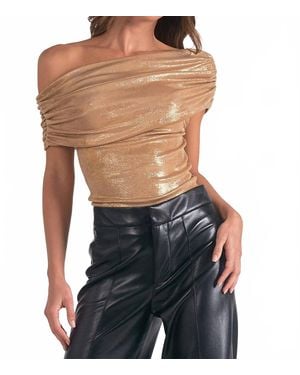 Elan Metallic Off Shoulder Top - Black