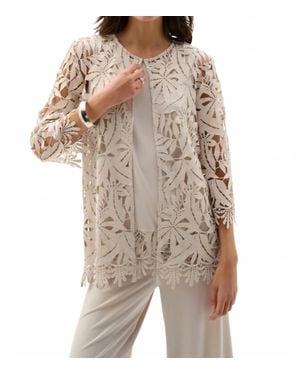 Joseph Ribkoff Guipure Lace Open Front Cover-Up Jacket - Pink