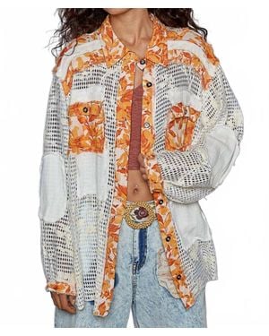 Pol Autumn Patchwork Shacket - Gray