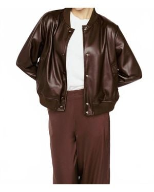 Amanda Maria Vegan Leather Bomber Jacket - Brown