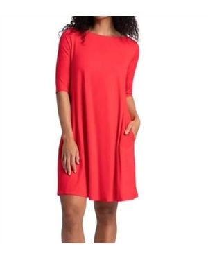Sympli 3/4 Sleeve Bamboo Dress - Red