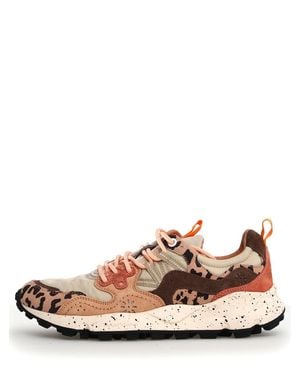 Flower Mountain Leopard Print Sneakers With Speckled Sole - Brown