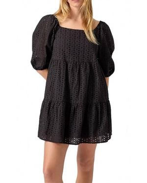 Sanctuary Weekender Babydoll Eyelet Dress - Black