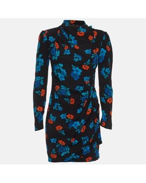 Maje Floral Printed Crepe Mini Dress - Blue