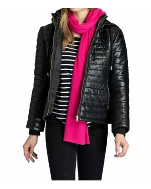 11 Uptown Puffer Leather Jacket - Black