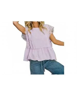 Bibi Solid Jersey Tiered Top With Lace - Purple