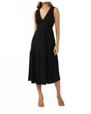 Newself Collection Sleeveless Linen Midi Dress - Black
