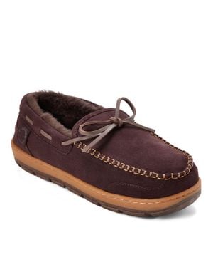 Dearfoams Fireside By Forster Genuine Shearling Moccasin - Brown