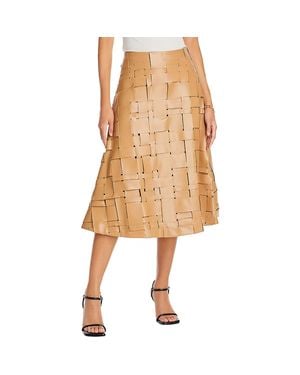 A.W.A.K.E. MODE Vegan Leather Midi Midi Skirt - Natural