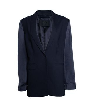 frenken Wool Blazer With Shiny Sleeves - Blue