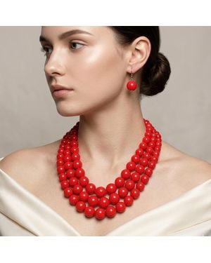 Fashnzfab Bold Beaded Triple Layered Statement Necklace