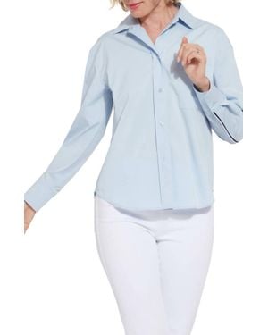 Lyssé Sofia Striped Crop Shirt - Blue