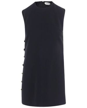 Versace Sleeveless Button Stretch Viscose Mini Dress - Blue