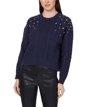 Habitual Embellished Crew Sweater - Blue