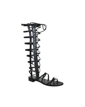 Stuart Weitzman Sparta Leather Gladiator Boots - Black