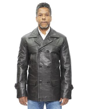 Infinity Leather Cowhide Peacoat-Krakaw - Gray