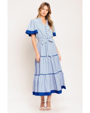 TRUEDAMES Paris Morning Woven Midi Dress - Blue
