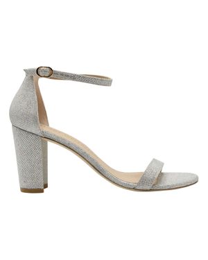 Stuart Weitzman Nearly Nude Glitter Open-Toe Sandals - White