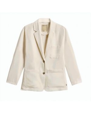 Woolrich Linen Blend Notch Lapels Single Blazer - Natural