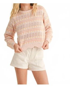 Heart & Arrow Floral Pointelle Knit Sweater - Natural