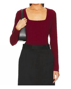Bobi Square Neck Long Sleeve Top - Red