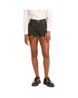 Levi's 501 Jean Shorts Original Fit High Rise Button Fly Red692 - Black