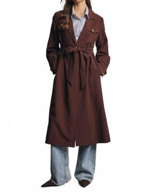 Forte Marlo Longline Trench Coat - Brown