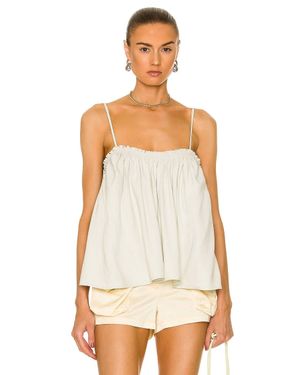 Aeron Cathleen Linen Blend Oversized Strappy Tank Top - White