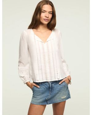 Lucky Brand Lace Pintuck Peasant Blouse - White