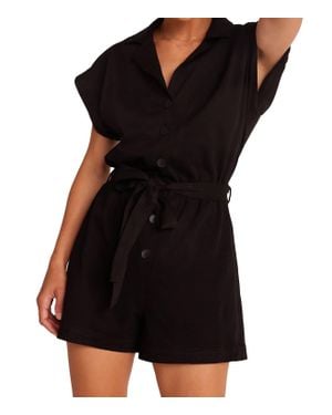 Bella Dahl Notched Collar Romper - Black