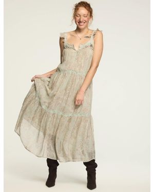 Lucky Brand Tiered Henley Maxi Dress - Natural