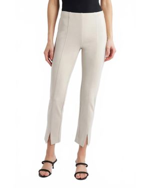 Apny Pull-On Ponte Pant With Split Hem - Natural