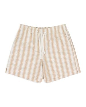 Aimé Leon Dore Khaki/ Striped Drawstring Shorts - Natural