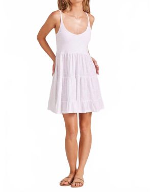Bobi Tiered Tank Mini Dress - White