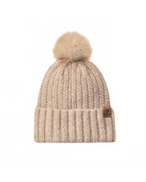 Ariat Chilton Faux Fur Pom Soft Knit Beanie - Natural