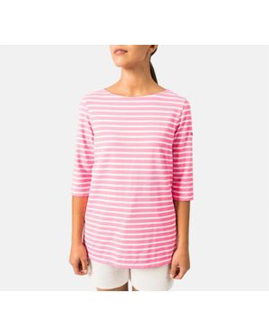 Saint James Boat Neck Striped Tunic Top - Pink