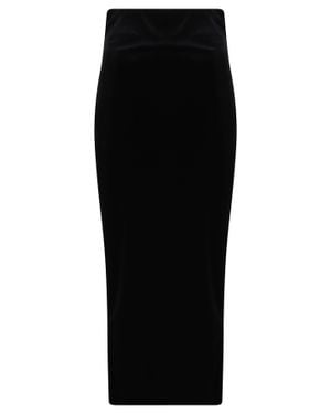 Alberta Ferretti Velvet Fitted Back Slit Midi Skirt - Black