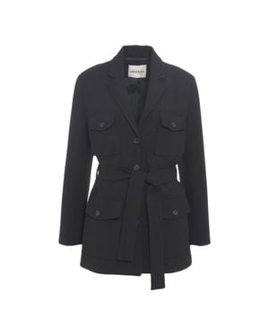 Ottod'Ame Tailored Blazer With Waist-Cinching Belt And Notch Collar - Black