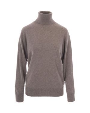 P.A.R.O.S.H. Taupe Fringe Cashmere Turtleneck - Gray