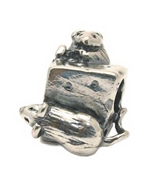 Trollbeads Mouse On Cheese Bead Charm - Gray