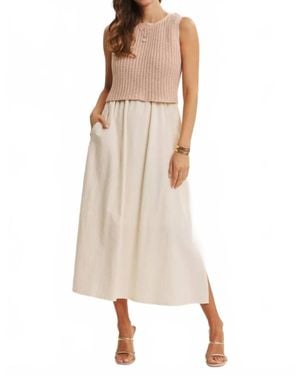 In February Chucky Sweater Twofer Midi Dress - Natural