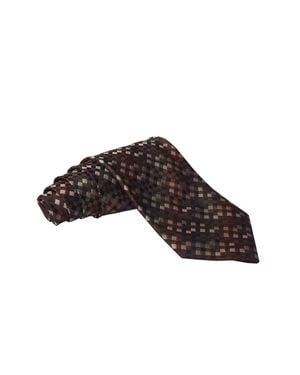 Zilli Diamond Grid Silk Tie - Brown