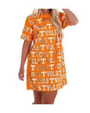 Stewart Simmons Tennessee Sequin Repeat T-Shirt Mini Dress - Orange