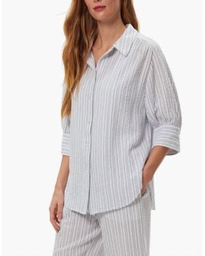Michael Stars Catherine Puff Sleeve Button-Up - Gray