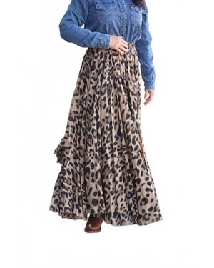 Scandal Italy Leoparda Maxi Skirt - Blue