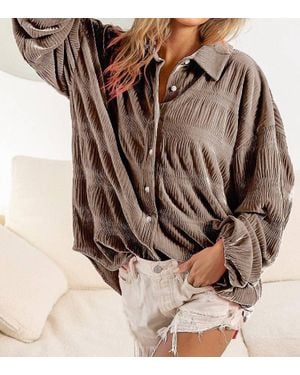 Bibi Wrinkled Velvet Shirt - Brown