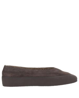 Le Monde Beryl Tapered Toe Suede Flats With Shearling Lining - Brown